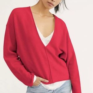 Free People 100% Cashmere V Neck Sweater Pink Size Medium
